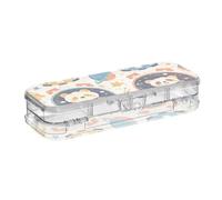 Cartoon Cute Animal Astronauts Designed Clear Pencils Box 2 Layer Hard Pens Case Boxes For Craft Art With Snap-Tight Lid