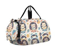 Cartoon Cute Animal Astronauts Duffel Bag with Shoes Compartment Lightweight Overnight Weekender Carry On Travel Bag for Travel, Swimming, Dance, Ballet, cartoon cute animal astronauts