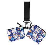 Cartoon Cute Animal Astronauts Women's Card Cases Change Holder Cute Fashion Change Purse Wallet with Zipper Pocket for Ladies 2 Pcs, cartoon cute animal astronauts, One Size, Casual