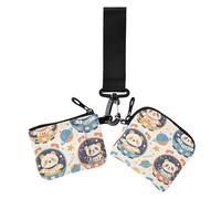 Cartoon Cute Animal Astronauts Women's Change Wallet Card Cases Mini Fashion Credit Card Wallet Organizer with Keychain for Work Travel 2 Packs, cartoon cute animal astronauts, One Size, Casual