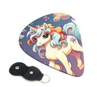Cartoon cute animal rainbow Guitar Picks 6 Pcs, 0.96mm Thickness Celluloid Plectrum with Leather Picks Holder, Personalized Guitar Pick for Bass Electric Acoustic Guitars Lovers Gift