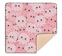 Cartoon Cute Animal sea Pink Large Non-Slip Baby Girl Play mat for Indoor Outdoor Washable Foldable Activity Gym Mat for Baby Toddler Infant, 50'' x 50''