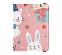 Cartoon cute animals pink color leather decorative passport holder pouch wallet vaccine protective cover passport cover with RFID lock ultra thin, Cartoon cute, Cartoon Cute Animals Blush Color, 1