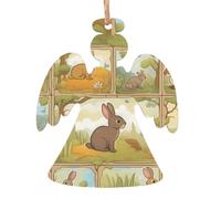 Cartoon Cute Animals Rabbit Print Personalized Christmas Ornaments Home Crafts for Xmas Parties Fireplaces Walls