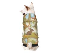 Cartoon Cute Animals Rabbit Print Small Dogs Warm Hoodie, Soft And Breathable Sweatshirt, Easy To Wear Jumper For Winter And Fall, Cold Weather Hooded Coat Pullover