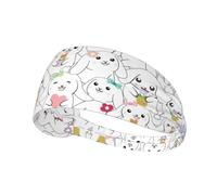 Cartoon Cute Animals Rabbit Printing Full-Print Elastic Exercise Headband, Adjustable Fit Great For Yoga,Hikingâ€‹ Exercise Headband