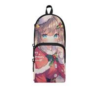 Cartoon Cute Anime Girl Nylon 3 Compartments Zippered Pencil Bag study&multifunctional Pencil Case With Compartments Stationery for Preppy School