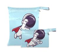 Cartoon Cute Astronaut zippered wet bag baby 2 Pack diaper bag essential items with handles for bathing, daycare
