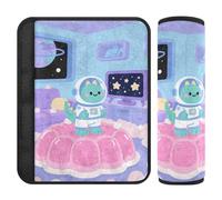 Cartoon Cute Astronauts Dinosaur Purple 2 pcs Child seat Belt Strap Cover, More Comfort Driving, carseat Belt Pads for Backpack