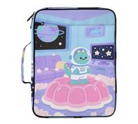 Cartoon Cute Astronauts Dinosaur Purple Expandable Hanging File 7 Pockets A4 Letter Size with Zipper Closure for Document Storage Accordion Document File Folder Expanding carpeta de