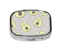 Cartoon Cute Avocado,Meta Pill Box 2 Compartment Medicine Case,Portable Organizer,Rectangle Meta Portable Organizer Pill Box 1758 Compartment Medicine Case