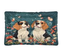 Cartoon Cute Beagle Dogs Brown Washable Dog Beds Crate Pad Non-Slip Soft Comfortable Dog Crate Mat for Large Jumbo Medium Small Dogs 36" x 24"