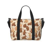 Cartoon Cute Bear Print Large Travel Duffel Bag Foldable Lightweight Weekender Bags, Carry On Overnight Tote Bags, Gym Duffel Bags Hospital Bags Yoga Bags For Women Men, Black, One Size