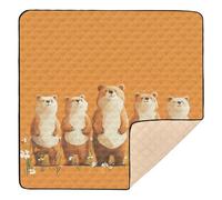 Cartoon Cute Bears Orange Soft Thick Baby Floor Play mat for Floor Water Resistant Foldable Padded Play Mat for Babies Infants Toddlers, 50'' x 50''para juegos de