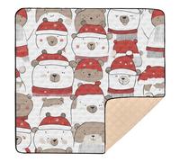 Cartoon Cute Bears Soft Thick mat for Baby to Play on Floor for Indoor Outdoor Waterproof Foldable Tummy Time & Crawling Mat for Babies Infants Toddlers, 50'' x 50''