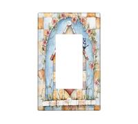 Cartoon Cute Birdhouse Decorative Switch Cover 1 Gang Single Rocker, Farmhouse Birds Love Wall Plate Cover, Standard Size, Vintage Kid Electrical Faceplate for Bedroom Living Room Decor