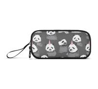 Cartoon Cute Birthday Black and White Panda Nylon Large Pencil Bag Big Capacity Pencil Case for Boys Stationery Bag for Office Adults
