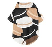 Cartoon Cute Biscuit Brown Black Summer Dog Shirts Collared Polo T-Shirts Button Up Breathable Cool Short Sleeve Pet T-Shirt Puppy Clothes Perfect for Everyday Wear, and Photoshoots