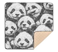 Cartoon Cute Black and White Panda Cute Foldable Baby Play Mat for Indoor Outdoor Comfortable Foldable Tummy Time Activity Mat for Babies Infants Toddlers, 50'' x 50''alfombra de juego