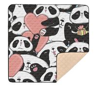 Cartoon Cute Black and White Panda Large Sturdy Baby Playmat for Floor Non-Toxic Travel Play Mat for Baby Kids Toddlers Infants, 50'' x 50''