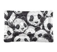 Cartoon Cute Black and White Panda Washable Dog Bed Mat Soft Comfortable Anti-Slip Bottom Dog Crate Pad for Large Jumbo Medium Small Dogs 36" x 24"