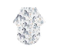 Cartoon Cute Black and White zebras Flowers Summer Dog Shirt Vest Button Up Soft Lightweight and Breathable Pet Clothes Puppy Sweatshirt Perfect for Everyday Wear Photoshoots 2XL