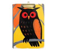 Cartoon Cute Black Owl Yellow clipboard kit Waterproof for Classroom Supplies for Teachers Elementary Size 9 x 12 Gold