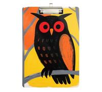 Cartoon Cute Black Owl Yellow clipboard kit Waterproof for Classroom Supplies for Teachers Elementary Size 9 x 12 Silver