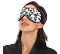 Cartoon Cute Black White Panda Travel Essential Sleep Mask for Side Sleeper with Elastic Adjustable Band Blackout with Adjustable Strap Sleep Mask for Side Sleeper Work Nap
