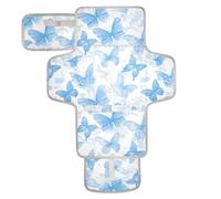 Cartoon Cute Blue and White Butterfly Reusable Diaper pad Changing mat with Tissue Pocket Waterproof Changing pad Lightweight & Foldable Changing Station cambiador de pa?ales para Bebes
