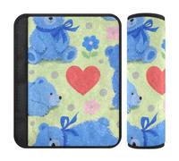 Cartoon Cute Blue Bear Belt Strap Cover,Release Stress to Your Neck and Shoulders,Belt Alert Covers for Truck Backpack Bag Protector para cinturón de carro 2 Pack