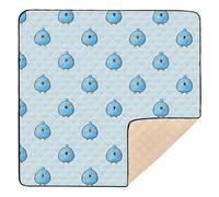 Cartoon Cute Blue Chicken Soft Padded Baby Floor Play mat for Floor Waterproof Foldable Padded Play Mat for Babies Infants Toddlers, 50'' x 50''alfombras para jugar Bebes