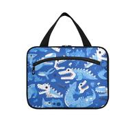 Cartoon Cute Blue Crocodile Hanging Toiletry Bags for Traveling Women with Hook, Designer Multifunctional Makeup Bag for car for Travel Make up Hotel bolso Viajero para Mujer L