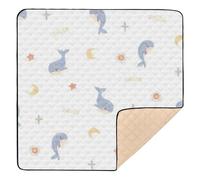 Cartoon Cute Blue Fish sea Large Non-Slip Baby Activity Play Mat for Floor Washable Tummy Time Activity Mat for Babies Infants Toddlers, 50'' x 50''