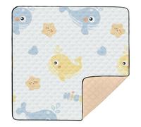 Cartoon Cute Blue Fish sea Large Stylish Baby Playmat for Indoor Outdoor 1-Piecing Padded Baby Mat for Babies Infants Toddlers, 50'' x 50''