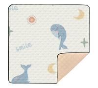 Cartoon Cute Blue Fish sea Soft Padded Baby Play Mat for Indoor Outdoor Waterproof Baby Kick Crawling Mat for Babies Infants Toddlers, 50'' x 50''