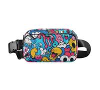 Cartoon Cute Blue monsters Graffiti Stylish Waist Bag Fanny Pack for Men Women Multipurpose Bum Belt Bag with Adjustable Strap for Workout Running Hiking