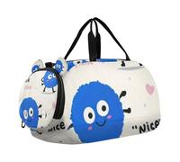 Cartoon Cute Blue Monsters Kids Cute Gym Bag with Shoes Compartment Large Capacity Carry on Luggage for Travel, Sports, Fitness & Workout