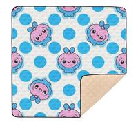Cartoon Cute Blue-Pink Monster Soft Padded Baby Gym & Activity Mat for Indoor Outdoor Comfortable Padded Play Mat for Babies Infants Toddlers, 50'' x 50''