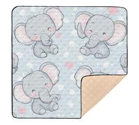 Cartoon Cute Blue Valentine Elephant Large Sturdy Baby Play Mat for Indoor Outdoor Cozy Breathable Kicking Mat for Baby Kids Toddlers Infants, 50'' x 50''