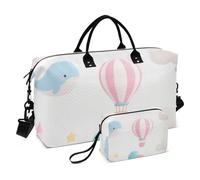 Cartoon Cute Blue Whale Decorative Carry on Bag Gym Sports Carry with Toiletry Bag for Sports 2 Pcs Set Bolsa de lona para
