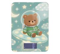 Cartoon Cute Brown Bear Astronaut Portable Small Food Scales for Kitchen 11lb/0.18oz, 5kg/5g Small Digital Scale with 4 Unit for Baking Dieting Keto (Batteries not Included)