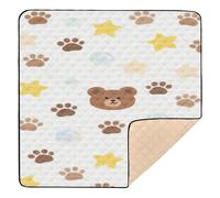 Cartoon Cute Brown Bear Large Sturdy Baby Play Mat for Floor One-Piecing Foldable Travel Play Mat for Baby Kids Toddlers Infants, 50'' x 50''