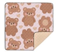 Cartoon Cute Brown Bear Large Sturdy Baby Playmat for Indoor Outdoor Cozy Breathable foldablummy Time & Crawling Mat for Babies Infants Toddlers, 50'' x 50''alfombras con Musica para