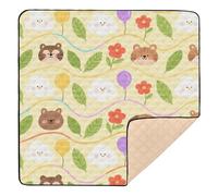 Cartoon Cute Brown Bear Large Stylish Baby Care Play mat for Indoor Outdoor Washable foldablummy Time & Crawling Mat for Baby Toddler Infant, 50'' x 50''alfombras para jugar Bebes