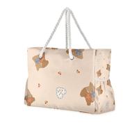 Cartoon Cute Brown Bear Portable Large Beach Tote with Side Pocketes Bags with Zipper Good for Travel Pool Swim Beach Vacation Necessities