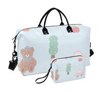 Cartoon Cute Brown Bear Travel Duffel Bag Shoulder Weekender Overnight Bag Sports Gym Bag with Toiletry Bag for Yoga Waterproof, Cartoon Cute Brown Bear, One Size