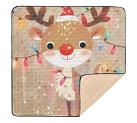 Cartoon Cute Brown Christmas Moose Soft Foam Baby Playmat for Indoor Outdoor Water Resistant Activity Gym Mat for Baby Kids Toddlers Infants, 50'' x 50''