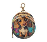 Cartoon Cute Brown Dachshund Baby Pacifier Case Holder Portable Wallet Coin Bag, Baby Essentials case para chupete de