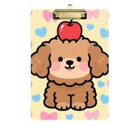 Cartoon Cute Brown Dog Acrylic clipboard Occupational Therapy Standard Letter A4 Size Transparent for Soccer Truck Driver Gold 12x9in Tabla para escribir con Clip